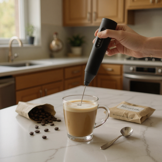 Electric Milk Frother with 3 Speed Modes – Handheld Coffee Foam Maker for Lattes, Cappuccinos & Hot Chocolate